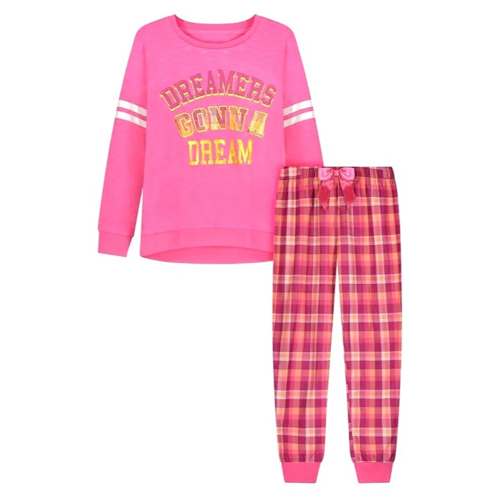 NWT SLEEP ON IT Big Girls Graphic "Dreamers Gonna Dream" 2-Pc. Pajama Set, 10/12